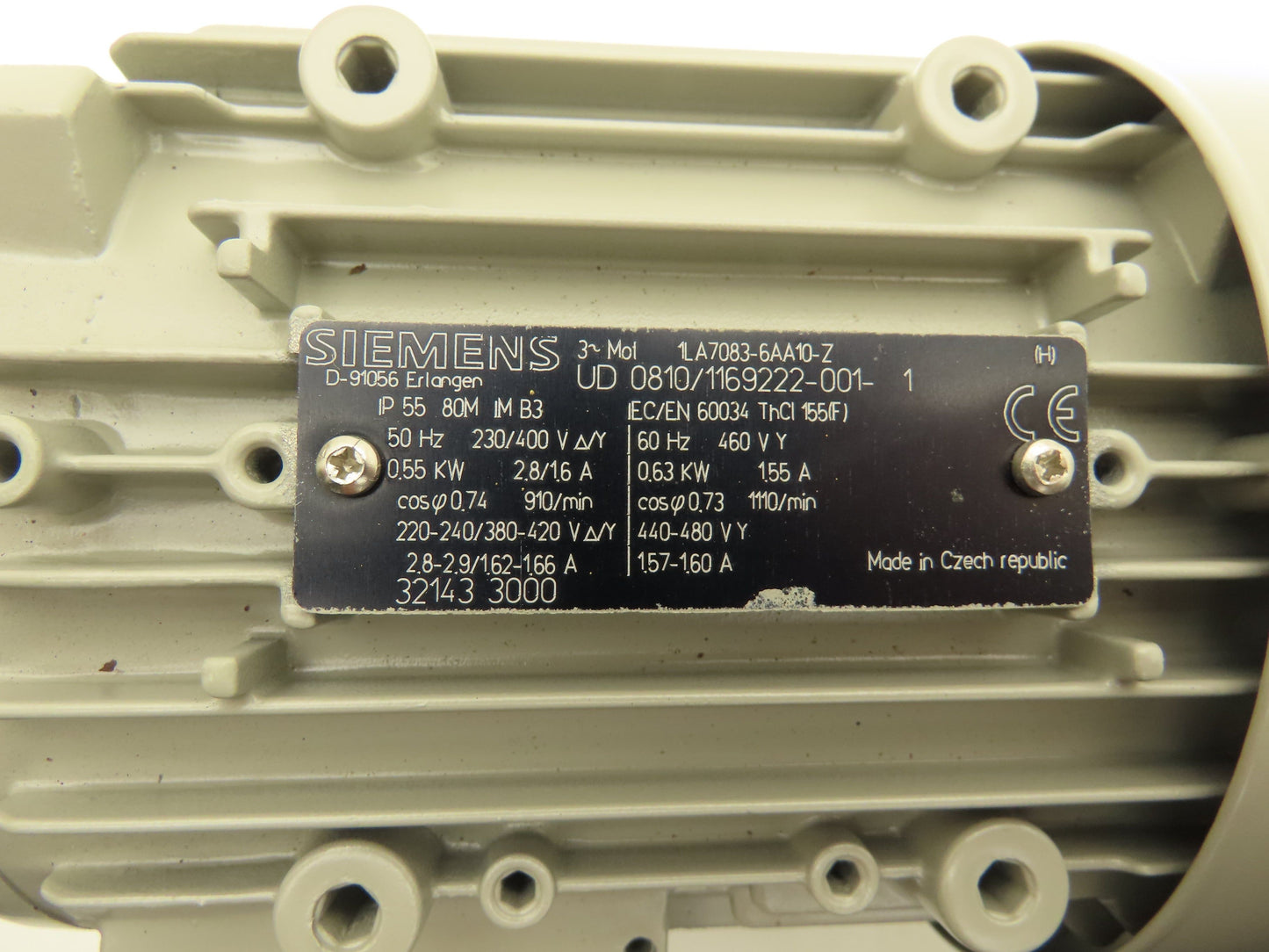 Siemens UD 0810/1169222-001-1 AC Motor .84Hp 1110rpm 440-480Y 3ph 80M TEFC