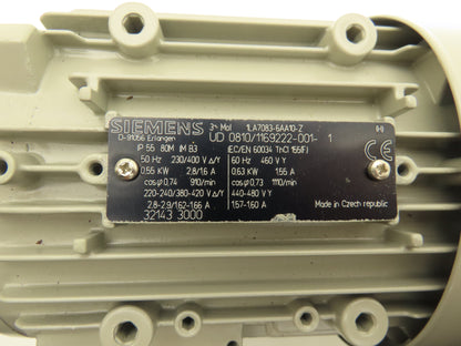 Siemens UD 0810/1169222-001-1 AC Motor .84Hp 1110rpm 440-480Y 3ph 80M TEFC