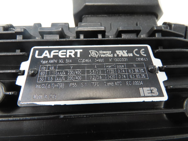 Lafert AMPH 90L BA4 AC Motor 2Hp 1735rpm 230/460v 3ph 90L TEFC