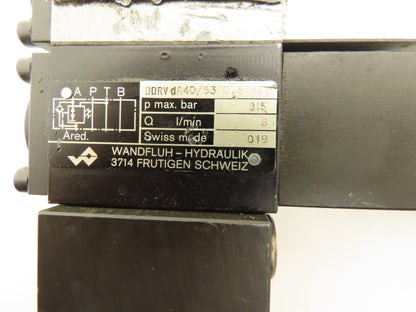 Wandfluh BK4Z40b/ BDRV DA4D/63 Hydraulic Solenoid/Relief Valve Stack