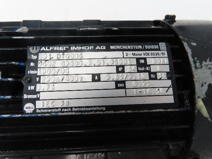 Alfred Imhof S31-DT80N4 Gearmotor 16.5:1 Ratio 84rpm 1Hp 230/400Y 3ph Dual Shaft