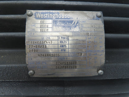 Westinghouse ABEP AC Motor 10Hp 1730rpm 208-230/460V 3ph 256U TEFC
