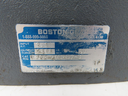 Boston Gear F732-40E-B7-G Gearbox 40:1 Reducer 2.1Hp 44rpm 143T LH Output