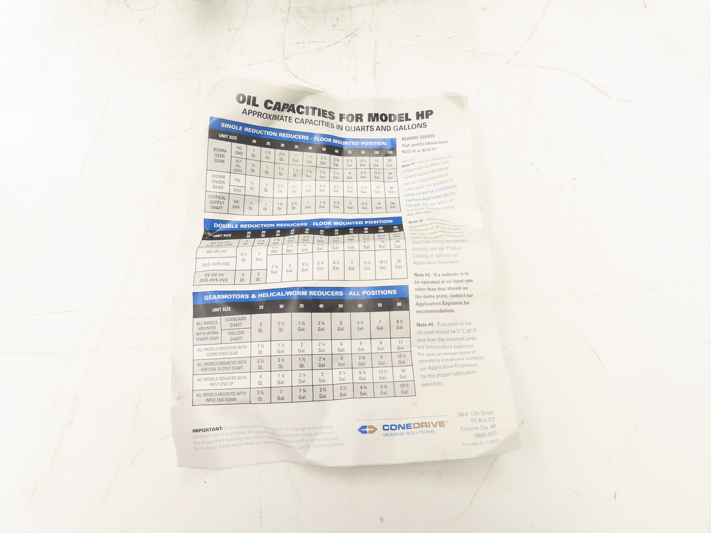Cone Drive MHO30B113-3 Worm Gearbox 30:1 Reducer 2.19Hp 58rpm 56C Dual Output