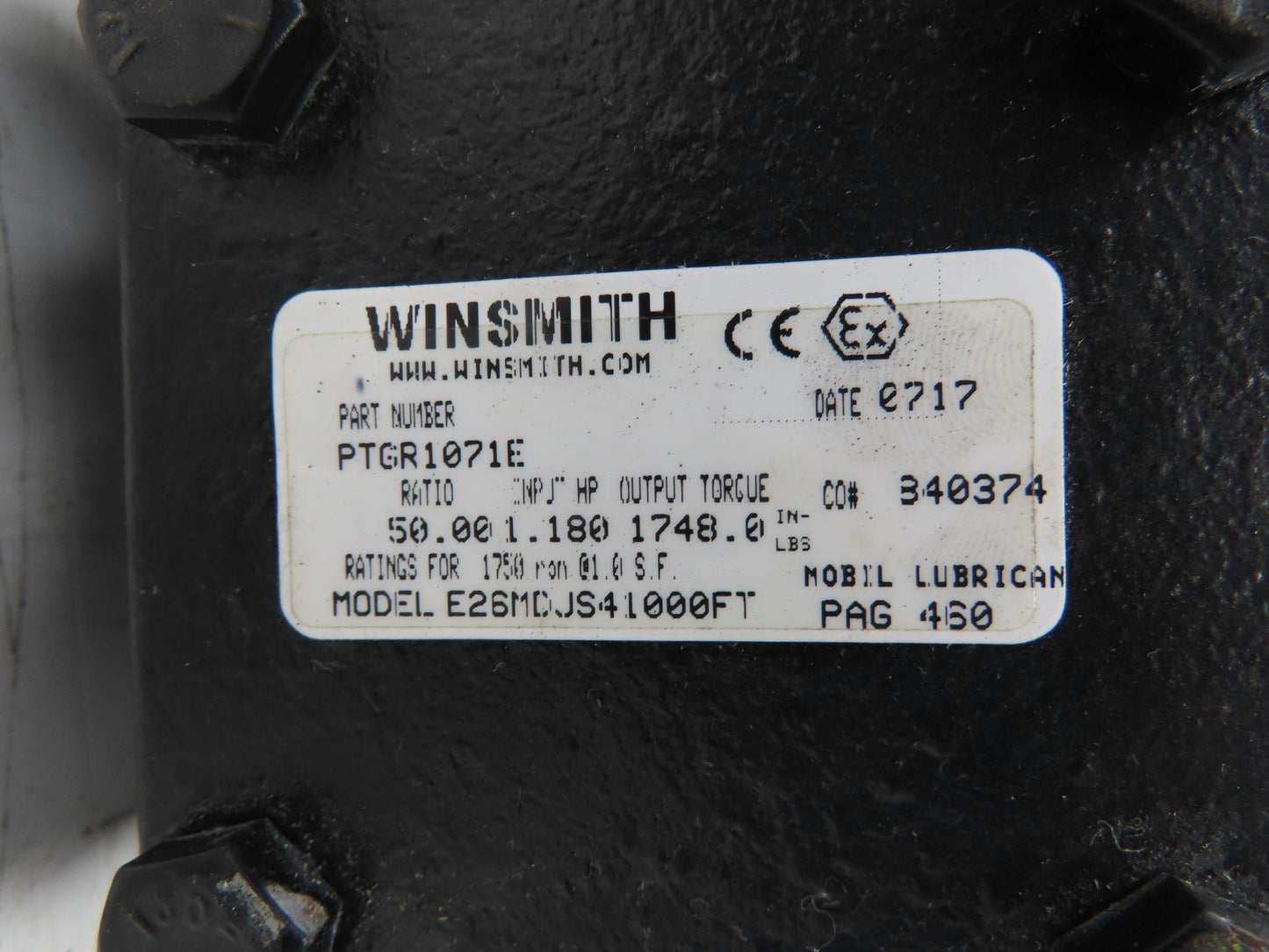 Winsmith E26MDJS41000FT Worm Gearbox 50:1 Reducer 1.18Hp 35rpm 56C LH Output