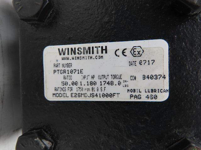 Winsmith E26MDJS41000FT Worm Gearbox 50:1 Reducer 1.18Hp 35rpm 56C LH Output