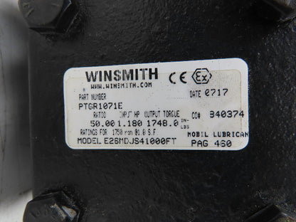 Winsmith E26MDJS41000FT Worm Gearbox 50:1 Reducer 1.18Hp 35rpm 56C LH Output