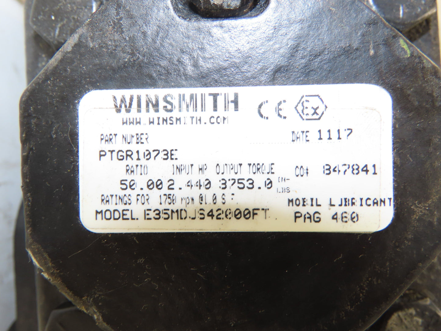 Winsmith E35MDJS42000FT Worm Gearbox 50:1 Reducer 2.44Hp 35rpm 145TC LH Output