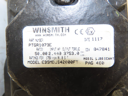 Winsmith E35MDJS42000FT Worm Gearbox 50:1 Reducer 2.44Hp 35rpm 145TC LH Output