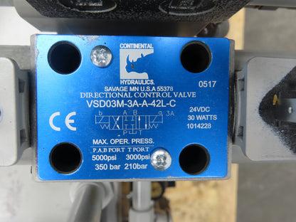 Tec-Hackett F-3096-B Hydraulic Power Unit 20 Gal 4GPM 3000PSI Continental Valves