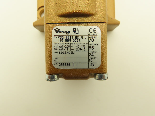 Versa VSG-3511-HC-M-U-10-55M-D024 Solenoid Valve 200psig Vacuum 70Vac/24Vdc