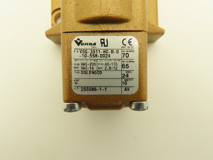 Versa VSG-3511-HC-M-U-10-55M-D024 Solenoid Valve 200psig Vacuum 70Vac/24Vdc