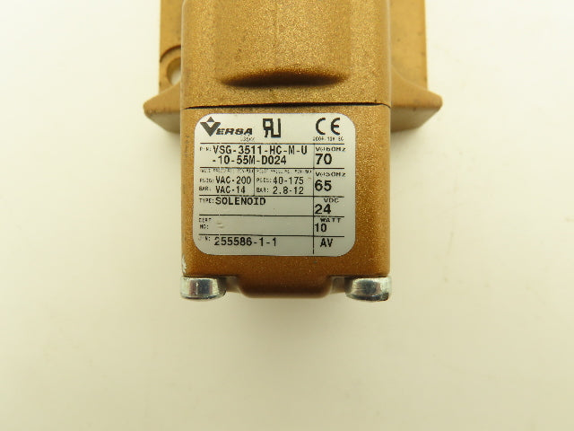 Versa VSG-3511-HC-M-U-10-55M-D024 Solenoid Valve 200psig Vacuum 70vac/24vdc