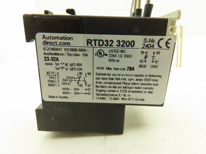Automation Direct RTD32 3200 Thermal Overload Relay 23-32A 600VAC Lot of 2