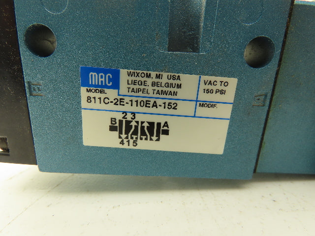 MAC 811C-2E-110EA-152 Pneumatic Air Solenoid Valve 120V 150 PSI 1/4" NPT 5 Way