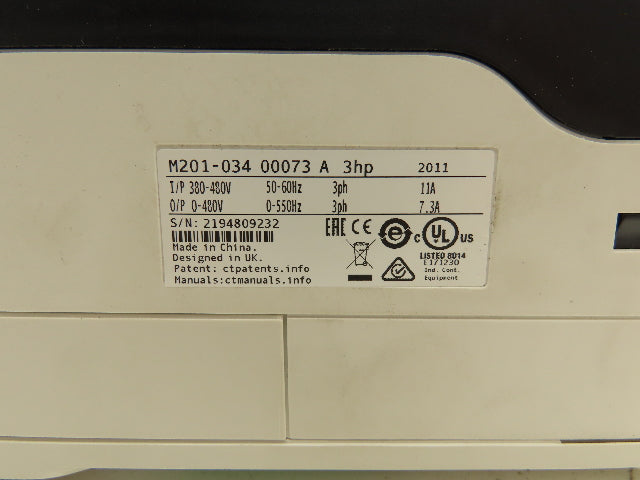 Nidec Control Techniques M201-034 00073 Servo Inverter Drive 480V 550Hz 3PH 11A
