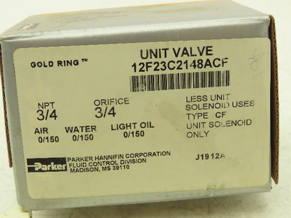 Parker Skinner Solenoid Valve Two Way Coil Voltage 120VAC 3/4" NPT 0-150 PSI