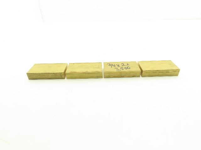 360 Yellow Brass Stock Rectangle Flat Bar 3/4"x 2"x 3-1/2"L  Lot of 4pcs