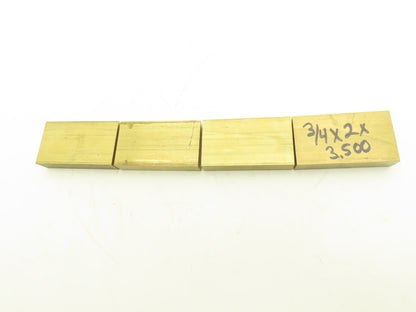 360 Yellow Brass Stock Rectangle Flat Bar 3/4"x 2"x 3-1/2"L  Lot of 4pcs