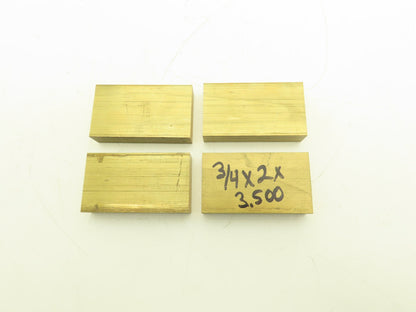 360 Yellow Brass Stock Rectangle Flat Bar 3/4"x 2"x 3-1/2"L  Lot of 4pcs
