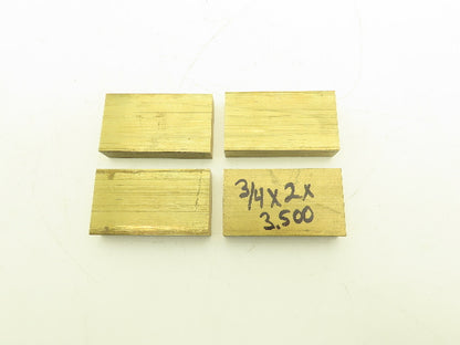 360 Yellow Brass Stock Rectangle Flat Bar 3/4"x 2"x 3-1/2"L  Lot of 4pcs