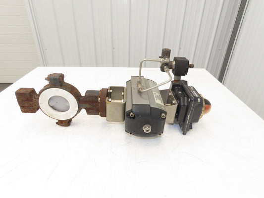 Flowserve B100D 3" Butterfly Wafer Valve Teflon Pneumatic Actuator w/Positioner