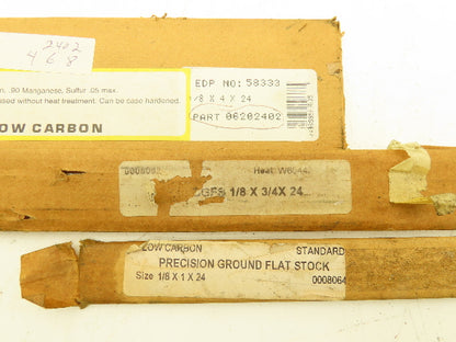 1018 Carbon Steel Ground Flat Bar Stock 1/8"Thick x 24"L  3/4", 1", 4" Lot of 3