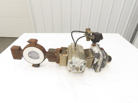 Flowserve B085D 3" Butterfly Wafer Valve Teflon Pneumatic Actuator w/Positioner