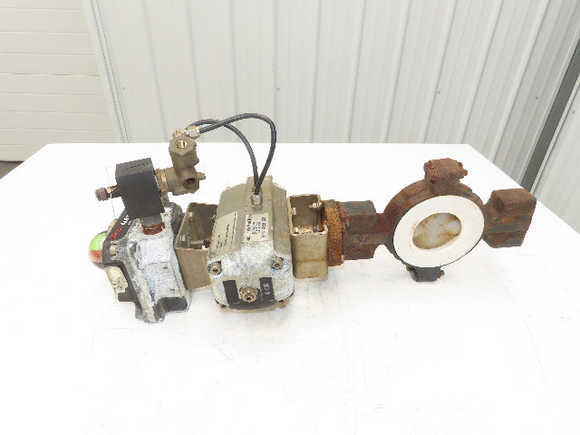 Flowserve B085D 3" Butterfly Wafer Valve Teflon Pneumatic Actuator w/Positioner