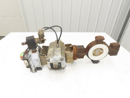 Flowserve B085D 3" Butterfly Wafer Valve Teflon Pneumatic Actuator w/Positioner