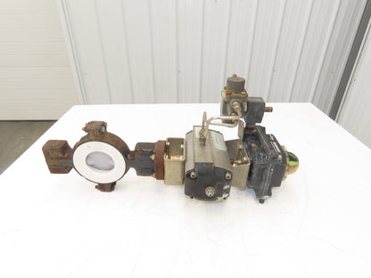Flowserve B085D 3" Butterfly Wafer Valve Teflon Pneumatic Actuator w/Positioner