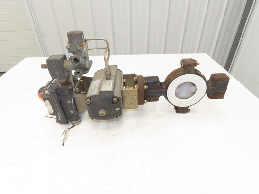 Flowserve B085D 3" Butterfly Wafer Valve Teflon Pneumatic Actuator w/Positioner