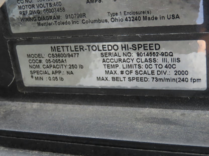 Mettler Toledo CS3600/9477 Checkweigher Hi-Speed Weigh Scale Conveyor 24"x 48"