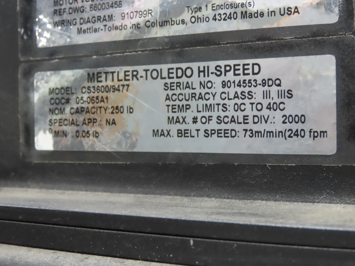 Mettler Toledo CS3600/9477 Checkweigher Hi-Speed Weigh Scale Conveyor 24"x 48"