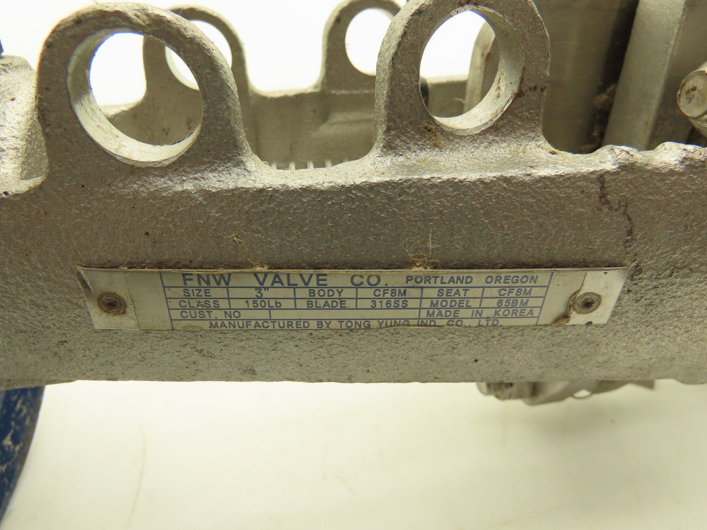 FNW 3" Stainless Knife Gate Valve Rising Stem Lug Style 150psig