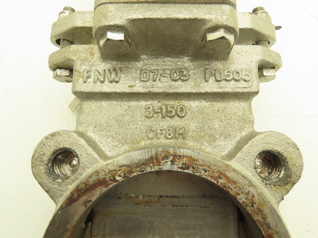FNW 3" Stainless Knife Gate Valve Rising Stem Lug Style 150psig