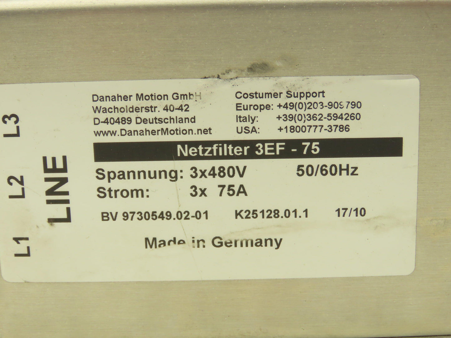 Danaher Motion 3EF-75 Power Conditioner Transformer 480V 75A 3Ph