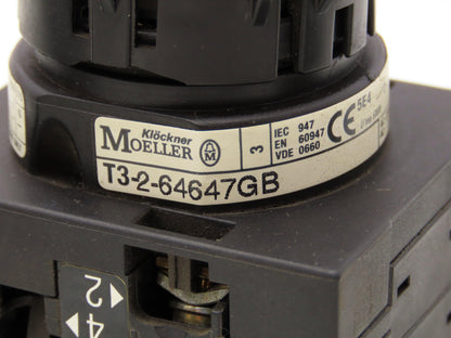 Klockner Moeller T3-2-64647GB Rotary Switch 4-Position 15kW 25A 600V Lot of 3