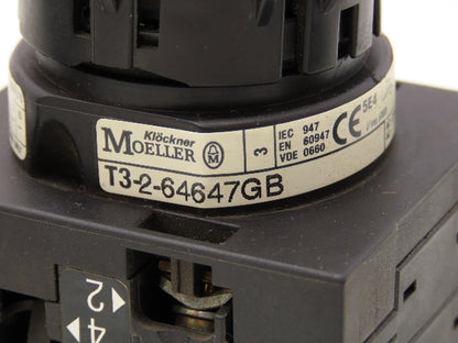 Klockner Moeller T3-2-64647GB Rotary Switch 4-Position 15kW 25A 600V Lot of 3