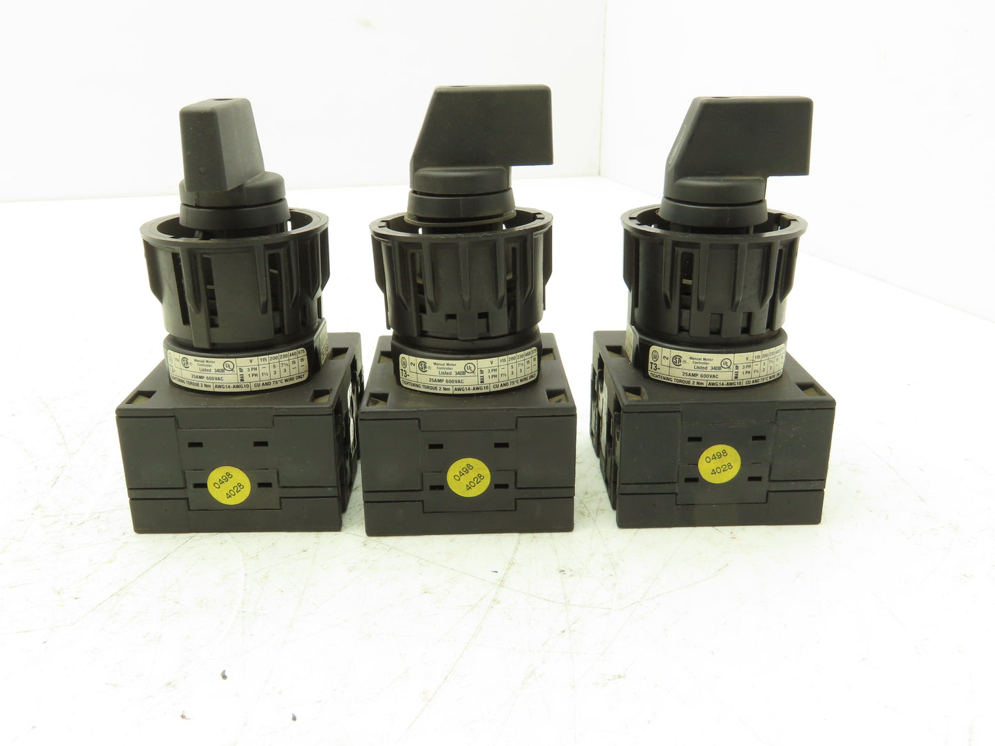 Klockner Moeller T3-2-64647GB Rotary Switch 4-Position 15kW 25A 600V Lot of 3