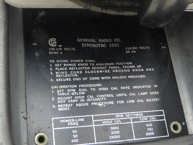 General Radio 1531 Strobomatic Electronic Stroboscope Light Tachometer