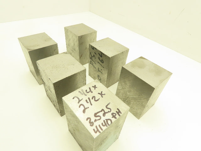 4140 PH Alloy Steel Flat Bar Stock 2-1/4"x 2-1/2"x 3-1/2"L  Lot of 6