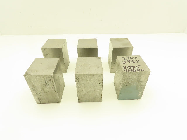 4140 PH Alloy Steel Flat Bar Stock 2-1/4"x 2-1/2"x 3-1/2"L  Lot of 6