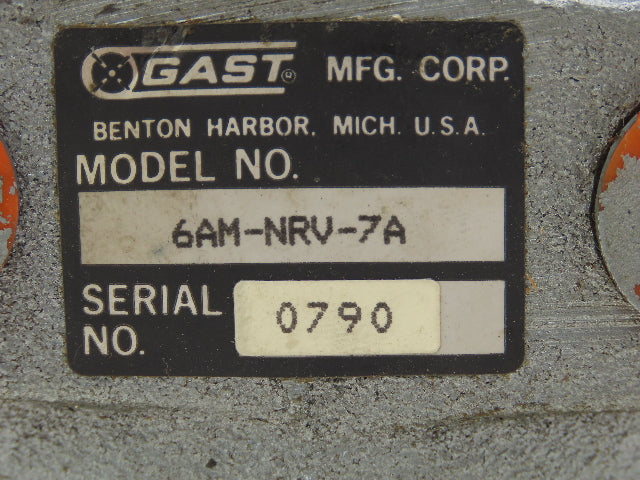 Gast 6AM-NRV-7A Rotary Vane Air Motor 1/2 NPT 4Hp 128Cfm 3000rpm .63" Shaft