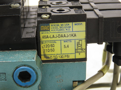 MAC 45A-LAJ-DAAJ-1KA Pneumatic Air Solenoid Valve 120V 120psi Manifold 4 Station