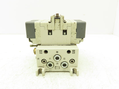 SMC VQ7-6-FG-D Pneumatic Solenoid Valve 3-Station Manifold 4/5 Port