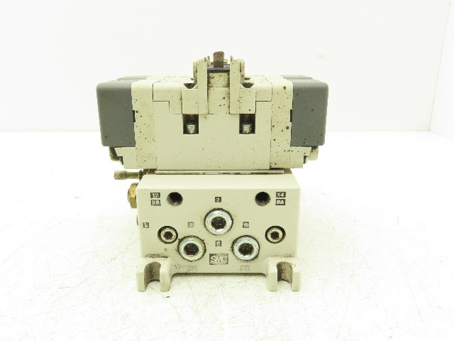 SMC VQ7-6-FG-D Pneumatic Solenoid Valve 3-Station Manifold 4/5 Port