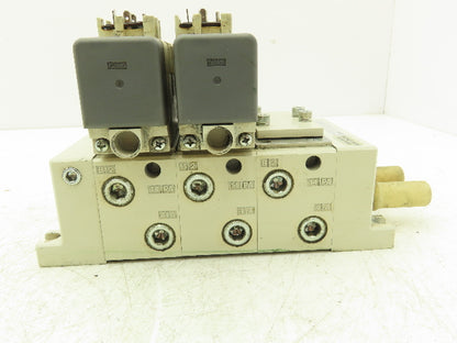 SMC VQ7-6-FG-D Pneumatic Solenoid Valve 3-Station Manifold 4/5 Port