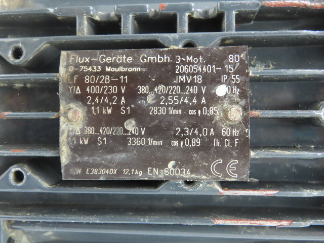 Flux Gerate Plastic Centrifugal Immersion Pump 1.1kW 3360rpm 230/460V 12" Depth