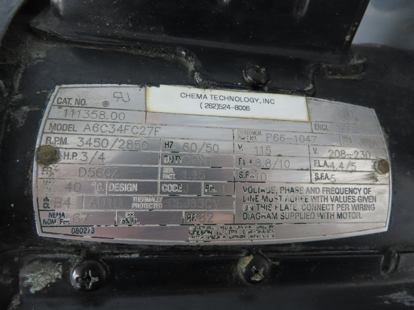 PVC Plastic Chemical Immersion Pump 1.25x1"npt 3/4Hp 115/230V 1PH 13" Depth